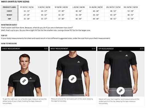 adidas t shirt size chart.